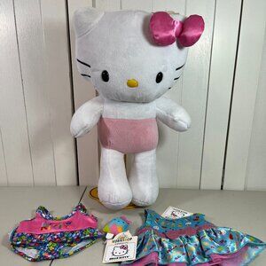 Build A Bear Summertime White Hello Kitty Plush w/ NEW Outfits & Popsicle